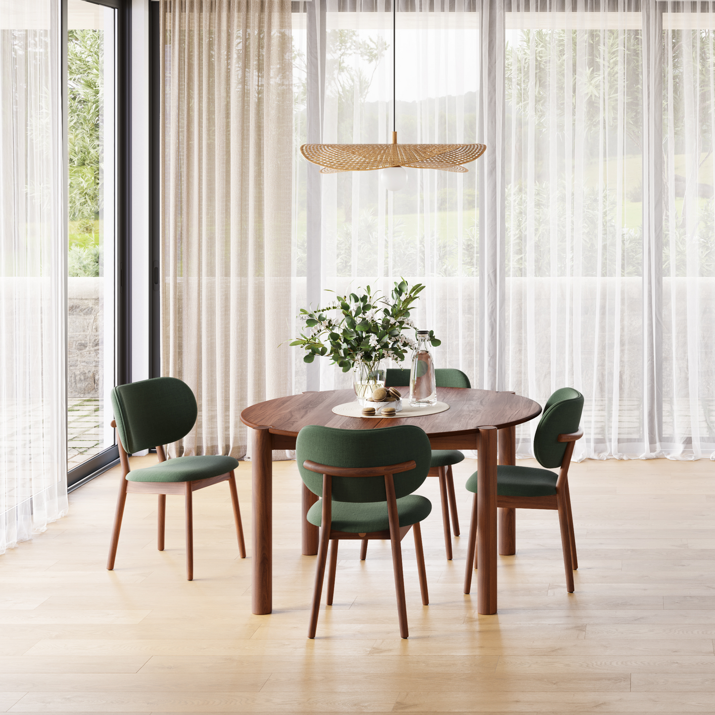 Olivia Round Extension Dining Table - Solid Walnut - 130cm-170cm