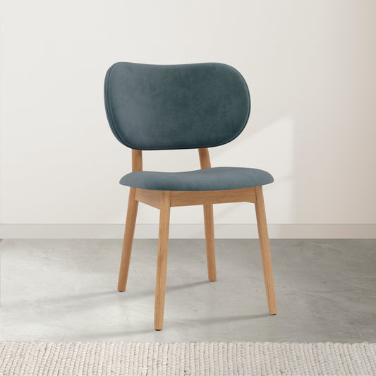 Olivia Solid Oak Dining Chair - Seafoam Velvet Fabric Seat - Dining Room | Office - DF3AA2