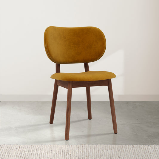 Olivia Solid Walnut Dining Chair - Mustard Velvet Fabric Seat - Dining Room | Office - DF3AB1