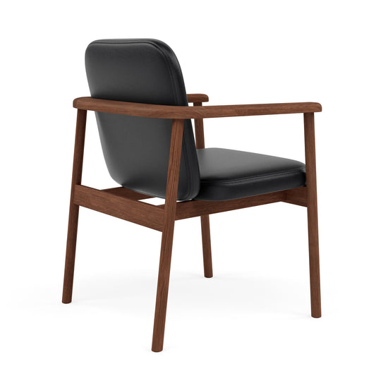 Jackson Solid Walnut Dining Chair- Black Leather Seat - Dining Room | Office - DF7GB1