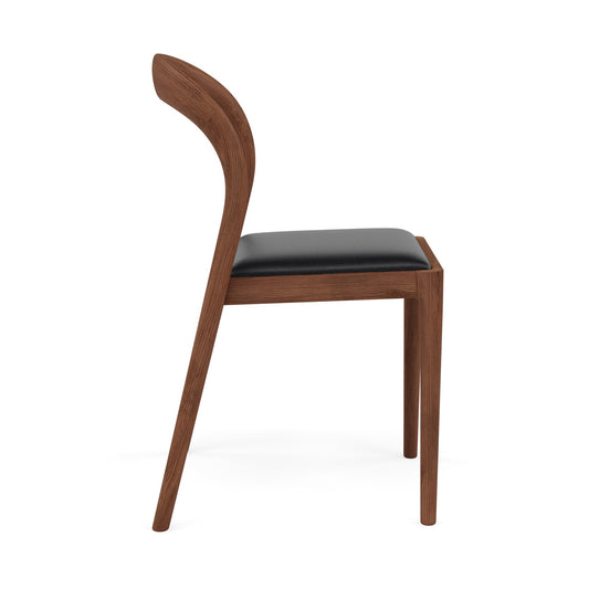 Sara Solid Walnut Dining Chair - Black Leather Seat - Dining Room - DF9GB1