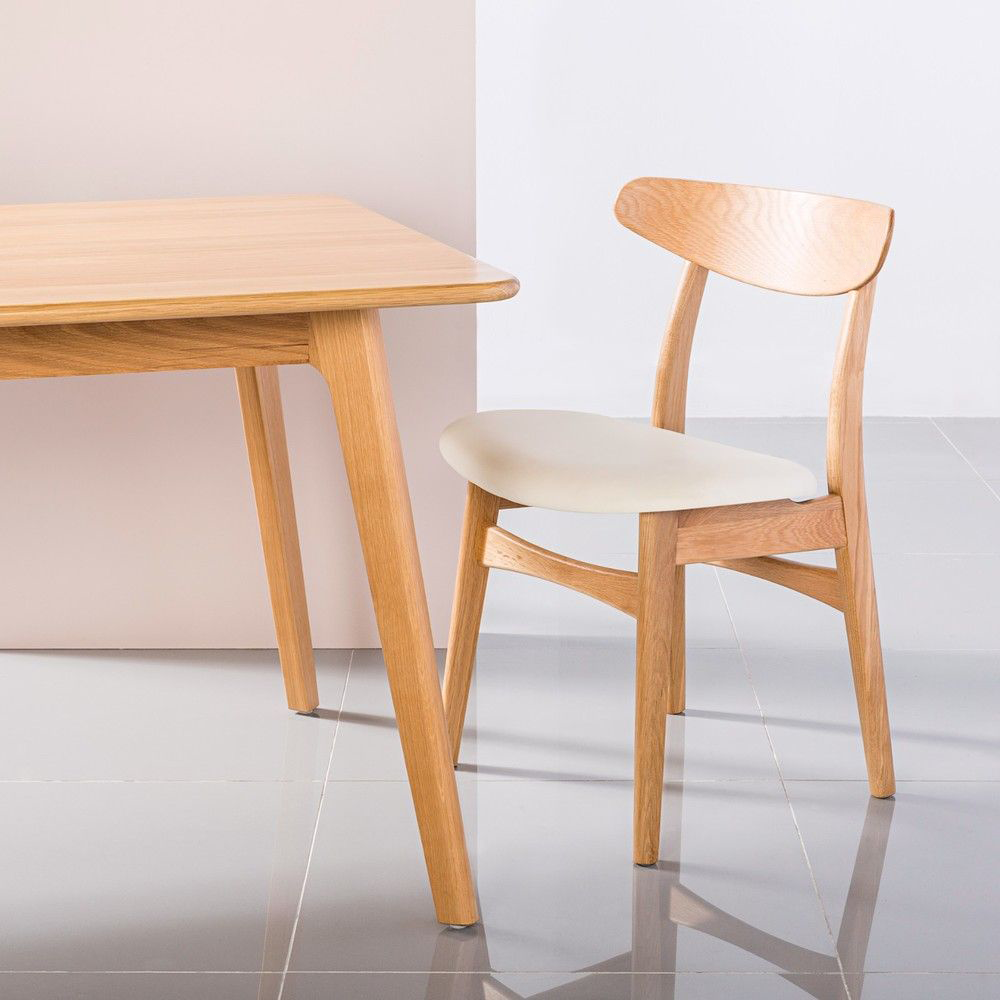 Astrid Dining Chair - Solid Oak - Leather Seat